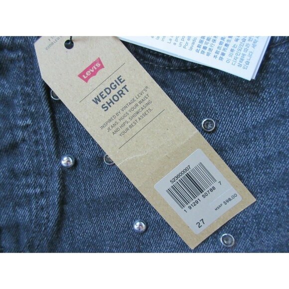 NWT Levis' Wedgie Short in Bling Bling Black Gray Rhinestone Studded Shorts - Picture 9 of 11